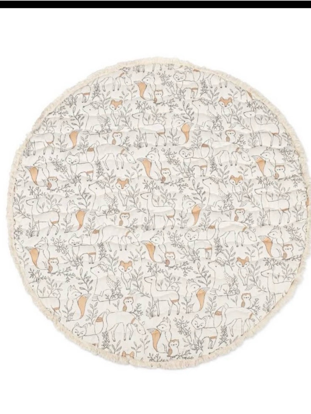 Crane baby Play Mat in Cream and Tan Fox Print